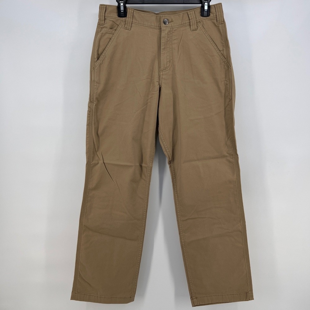 Carhartt BN2291 M Mens Khaki Rugged Flex Relaxed Fit Canvas Work Pants 30x30 New - Picture 2 of 10